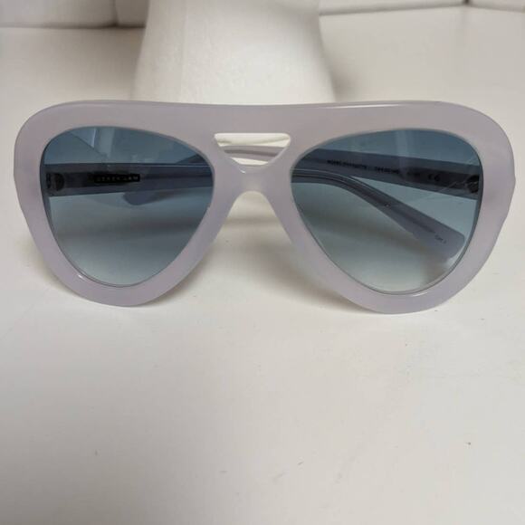Derek Lam Charlotte Aviator Sunglasses Clear Light Blue Frosted Plastic  NWOT main image 7